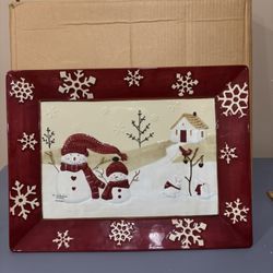 St. Nicholas Square “ Winter Wishes” Large Snowman Platter 