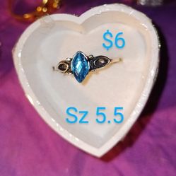 Sky Blue Diamond Shaped Stone Silvertone