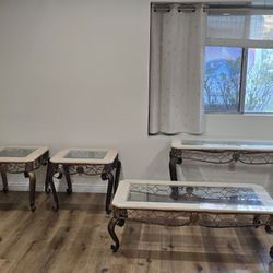 Mesas De Mármol Y Metal Rustico