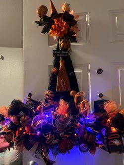 Halloween Witch Hat Tree with Lights