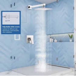 Shower Faucet Set Shower Trim Kit with Female Thread Rough-in Valve Single Function Shower Head and Handle set Rainfall Shower System with Long Shower