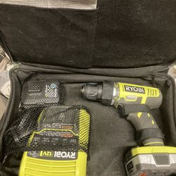 Ryobi 12v Drill, 2 Batteries, Charger,& Case