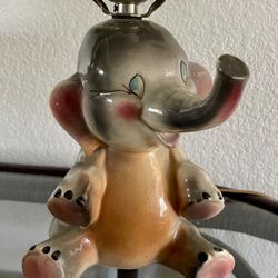Vintage Disney Dumbo Totline USA Elephant Nursery Table Lamp Mid Century Ceramic