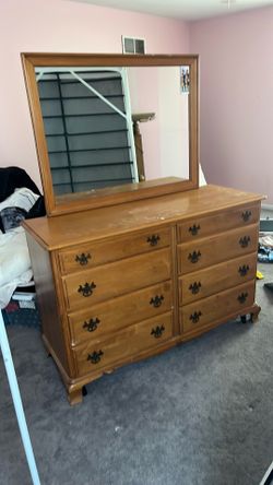 Wood dresser with mirror