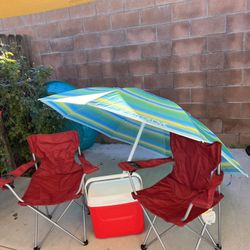Beach Set with Cooler, Umbrella & Chairs