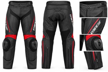 Dainese Leather Motorcycle Pants Black Red