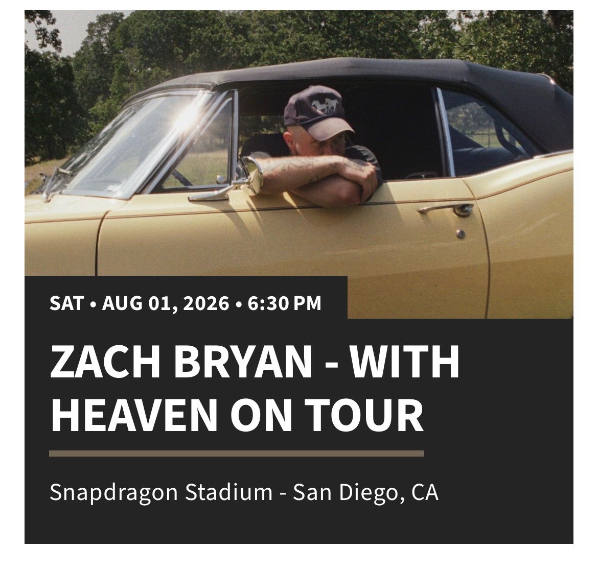 ZACH BRYAN With Heaven on Tour Concert Tickets