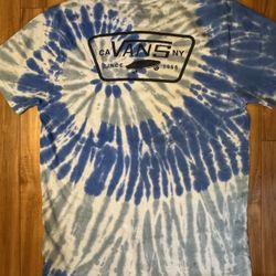 Vans Off The Wall Skate Tie Dye T Shirt Blue Grey Size Medium  Y2K Skater