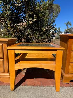 Wood and glass side table