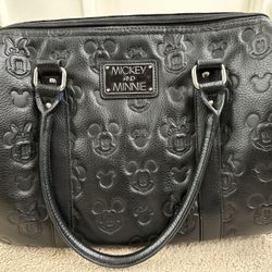 Loungefly Disney Mickey Mouse Minnie Mouse Embossed Black Handbag Purse 