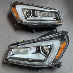 Pair 2013-2016 GMC Acadia Halogen LED Tube Projector Headlights  Headlamps Assembly Driver Passenger Side