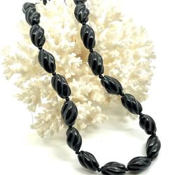 14k Swirled Black Stone Necklace