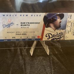2013 Opening day Dodgers Ticket Clayton Kershaw Only Career Homerun!