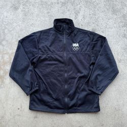 Vintage United States Olympic Committee Full Zip Track Jacket Dark Blue Womens  