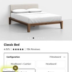 Thuma Classic Bed with Pillow Board- Queen