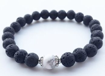 Lava stones and white turquoise bracelet