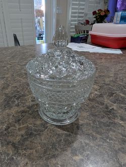 VINTAGE ANCHOR HOCKING WEXFORD PATTERN  SUGAR BOWL WITH LID 