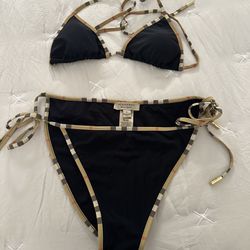 Authentic Burberry Black  Bikini top Xs and bottom M swimsuit 