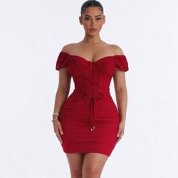 Red Lace Up Dress (medium)