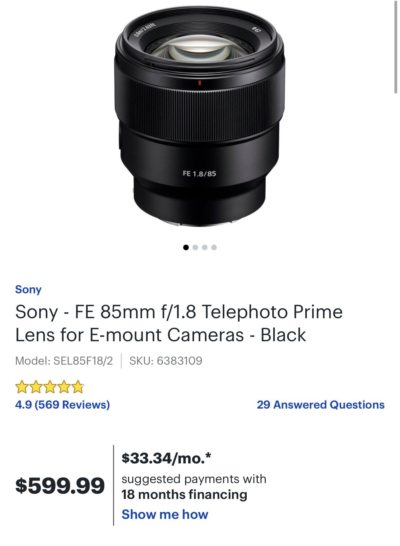 Sony 85mm 1.8 Lens for Sale in Phoenix, AZ OfferUp