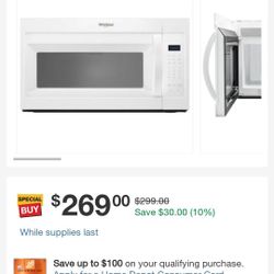 Whirlpool Over Range Microwave 