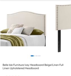 Belle isle furniture Ivey headboard beige /linen full linen uplostered headboard.