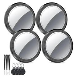 Air Tracker Tags-4 Pack Black | Bluetooth Tracker Work with Apple Find My (iOS Only), Smart Tag with Protective Case/Keychain/Lanyard, Item Finder for