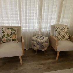 Set Of Two Chairs Ottoman Not Included 