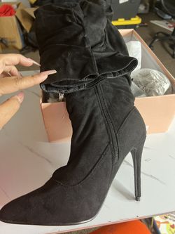 Slouched Stiletto Thigh High Heel Boot 