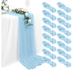 Light Blue Gauze Table Runners