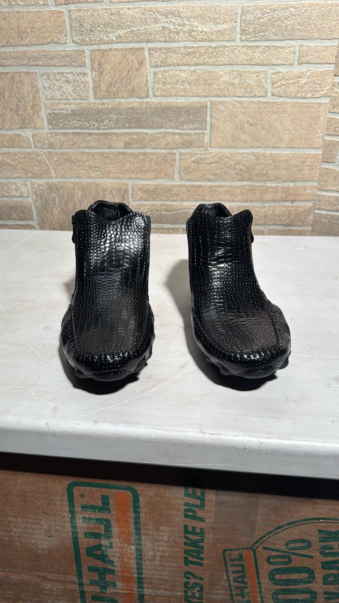 FASHION, Men’s Casual Alligator Leather High Top Colored Black Boots