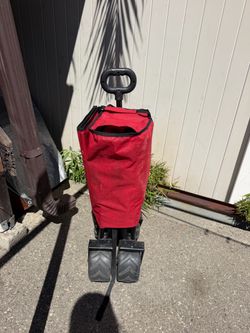 Red Folding Shopping Cart with Wheels