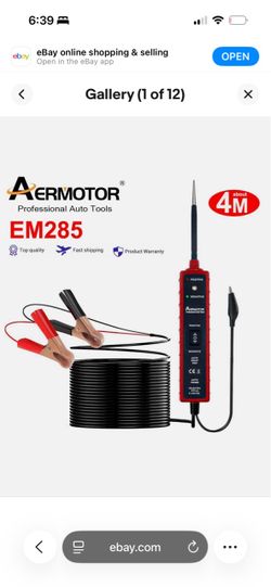 AERMOTOR Automotive Electrical Circuit Tester / Power Probe (Model EM285), which is a 6V-24V DC handheld diagnostic tool used for checking voltage, po