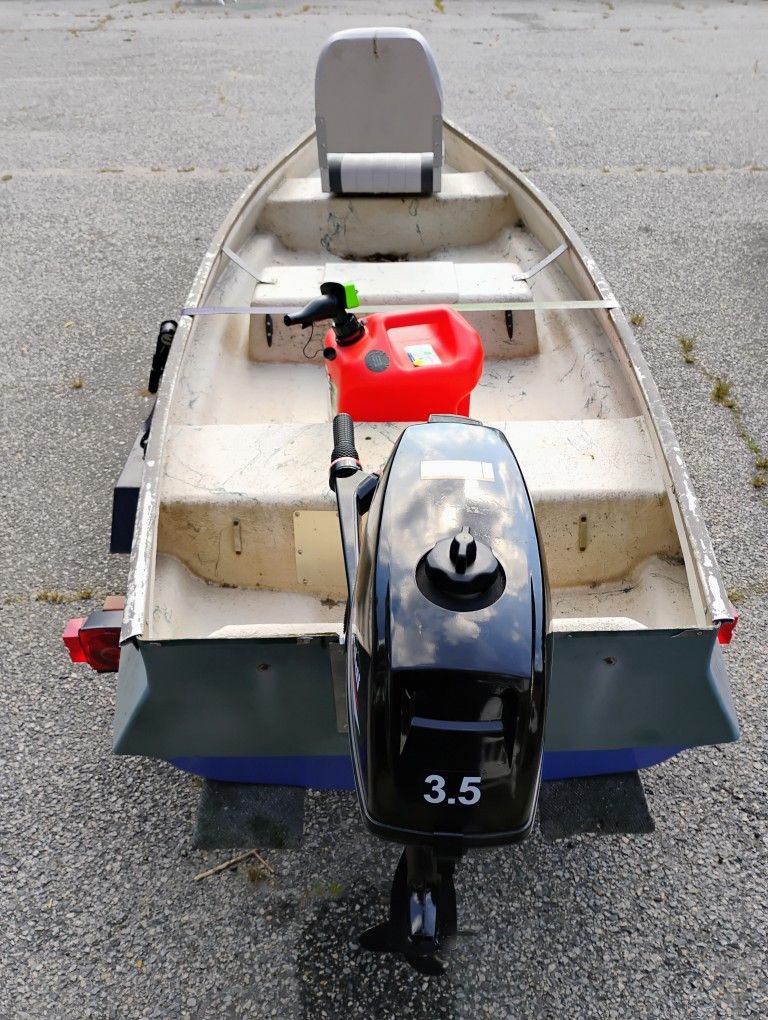 13 FT. RIVERHAWK W/TRAILER AND OUTBOARD