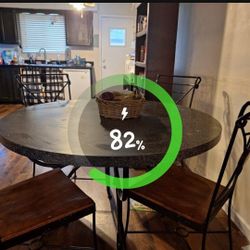 Wrought iron, laminate & wood kitchen table