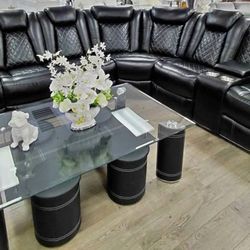 Black sectional recliner Sofa Set 
