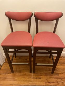 Set Of 2 Red Bar Height Stools