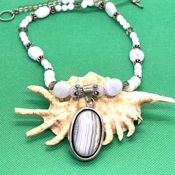 Sterling Blue Lace Agate Necklace 