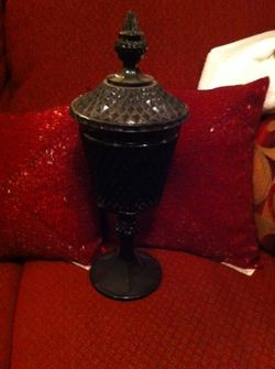 Vintage black glass with lid