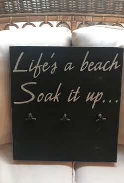 Nautical Beach "Life's a beach Soak it up..." Photo, Message Wall Board