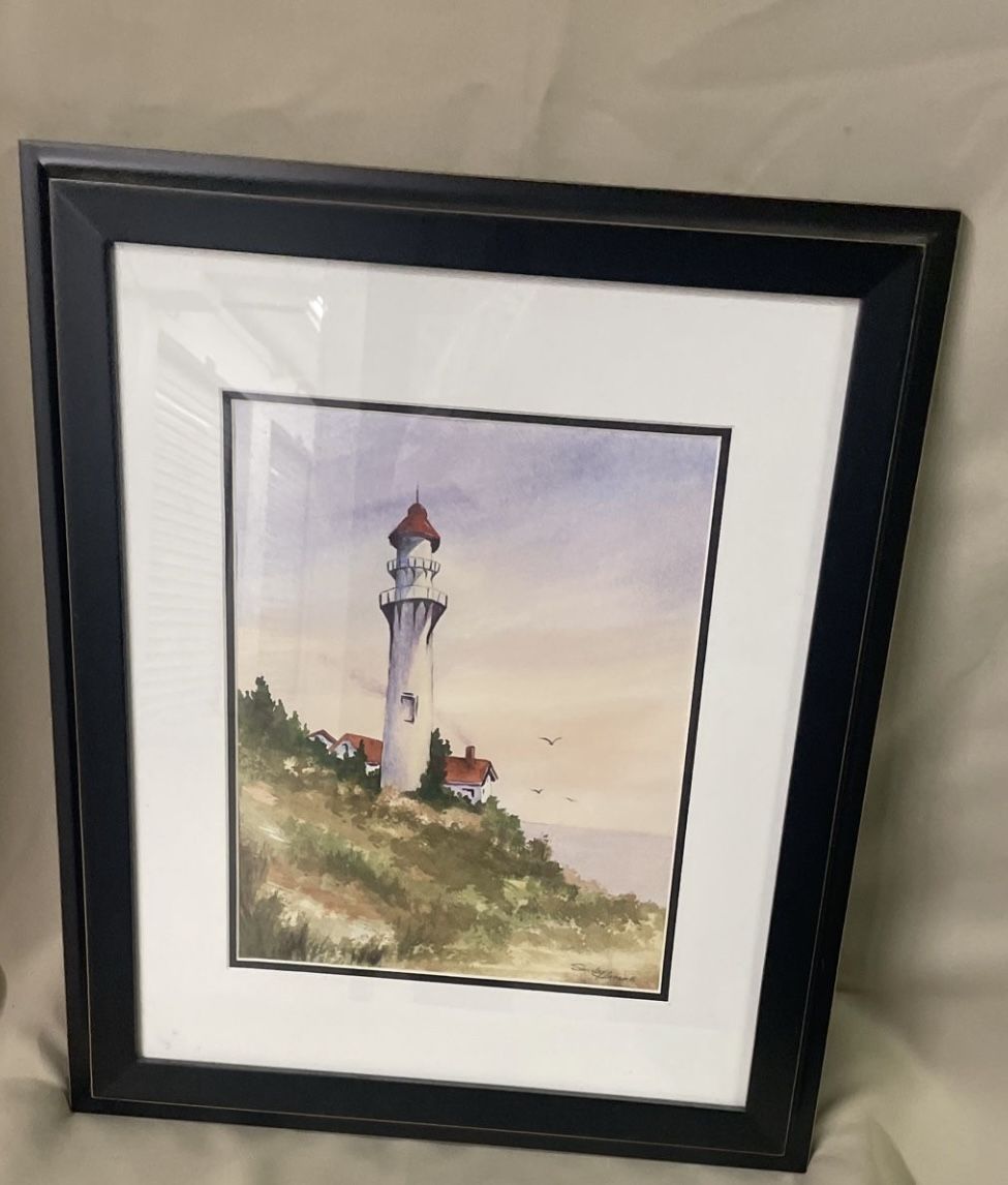Lighthouse Watercolor PRINT. 19”x23”