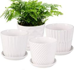 White Ceramic Planters Set Of 4. 5.5 In