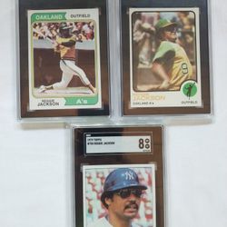 Reggie Jackson Vintage Card Lot Of 3 - '73, '74, And 79 - All SGC Graded