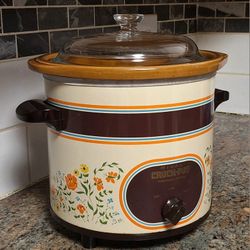 VINTAGE RIVAL CROCK-POT SLOW COOKER - FLORAL - TESTED 