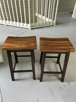2x Solid Rich Wood Stools