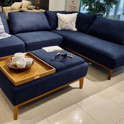 Macy’s Modern Mid Century Sectional Couch (Blue)
