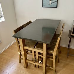 Wood High Top Table and Chairs