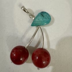Vintage 925 sterling silver cherry turquoise 3” pendant 20.87 grams  In great condition
