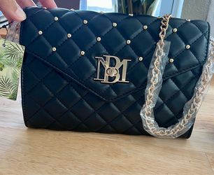 Black Quilted Studded Chain Shoulder Bag