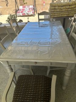 Grey wood extending dining table
